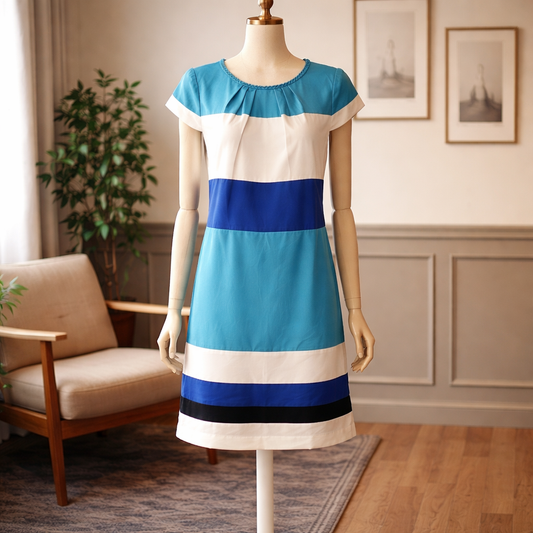 Chetta B Colorblock Pleated Shift Dress Size 6