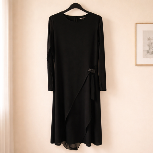 DKNY Illusion Sleeve Asymmetrical Hem Dress