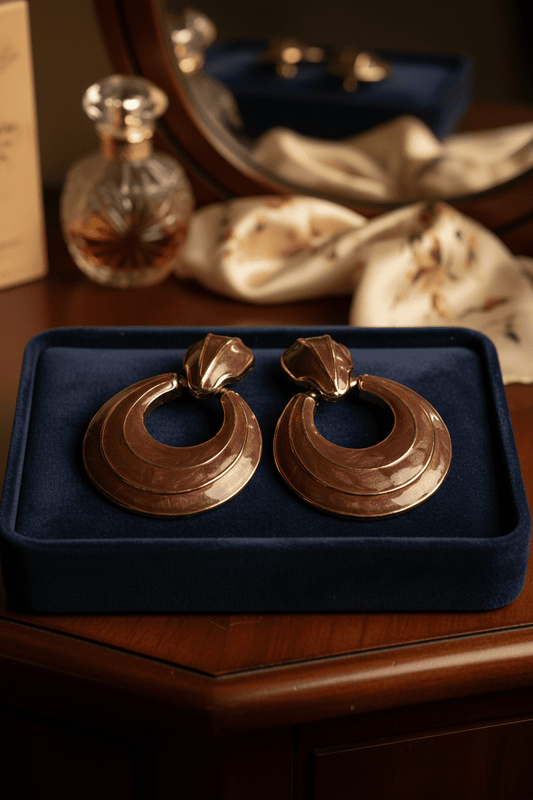 Brown Resin Statement Hoop Earrings - All Seasons Curves