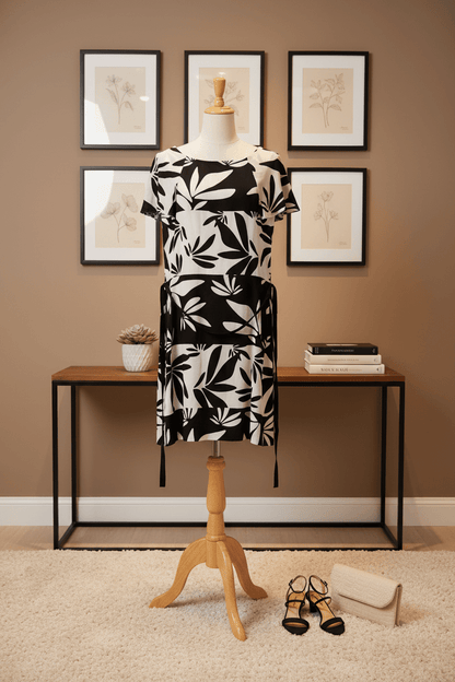 Brand New Tahari Arthur S. Levine Dress size 6 Chic Black and White Print Midi Dress - All Seasons Curves