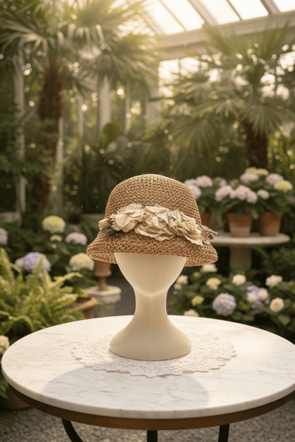 Natural woven straw cloche - style hat - All Seasons Curves