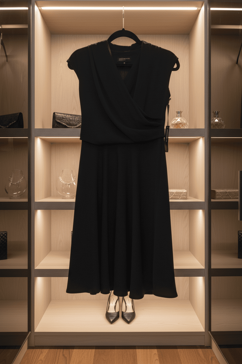 Brand New Jones New York Jones New Draped Faux - Wrap A - Line Midi Dress in Petite size 4P - All Seasons Curves