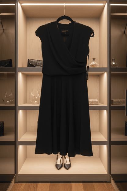 Brand New Jones New York Jones New Draped Faux - Wrap A - Line Midi Dress in Petite size 4P - All Seasons Curves