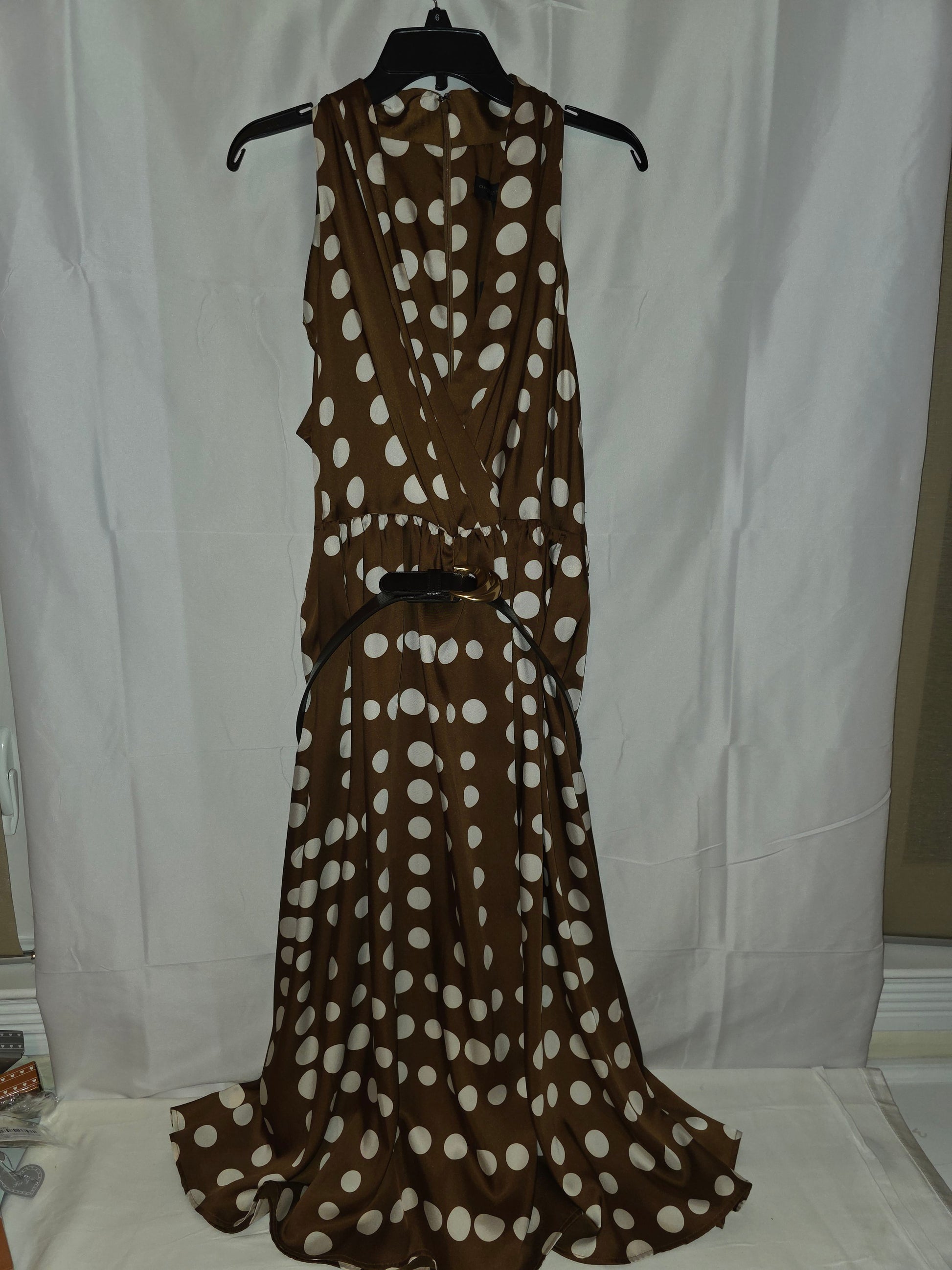 Donna Karan New York Brown Polka - Dot Halter A - Line Midi Dress Size 16 - All Seasons Curves