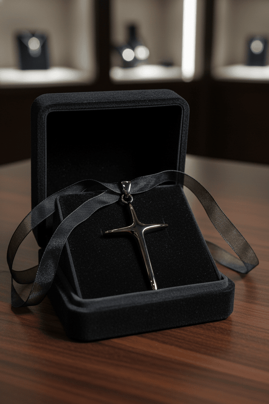 Sleek Modern Sterling Silver Cross Pendant Necklace - All Seasons Curves