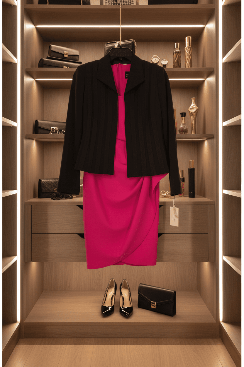 Brand New Alex Evenings Fuchsia Pink Square Neck Cap Sleeve Ruched Sheath Dress. Size 10 - All Seasons Curves