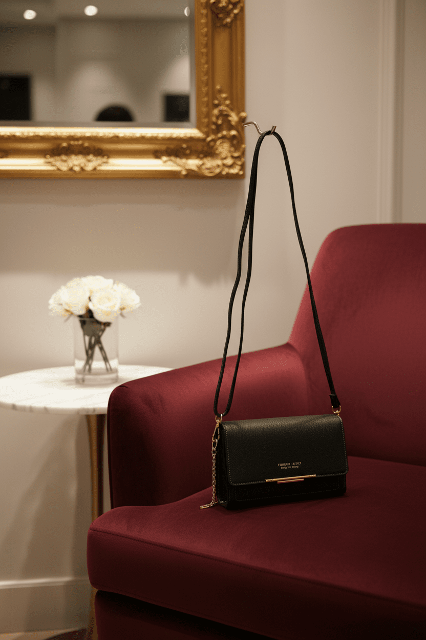 Minimalist Charcoal Gray Faux Leather Crossbody Flap Bag - All Seasons Curves