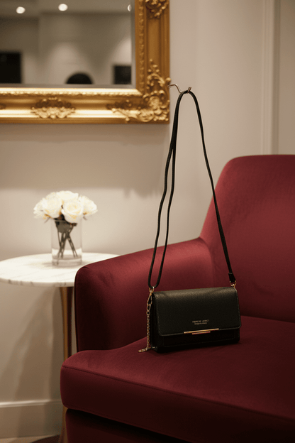 Minimalist Charcoal Gray Faux Leather Crossbody Flap Bag - All Seasons Curves