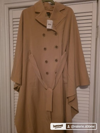 Gabrielle Union tan, double - breasted trench coat - All Seasons Curves
