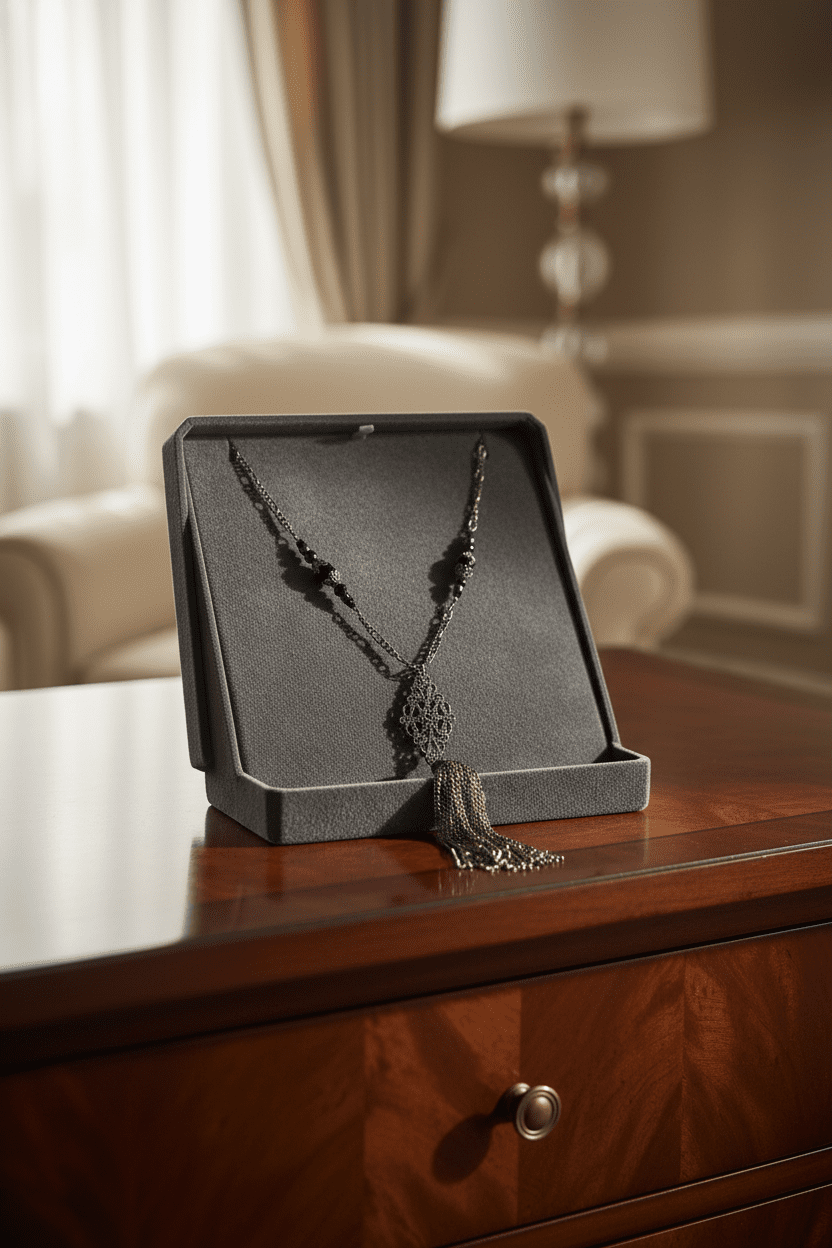 Hematite - Tone Black Diamond Tassel Fringe Necklace - All Seasons Curves