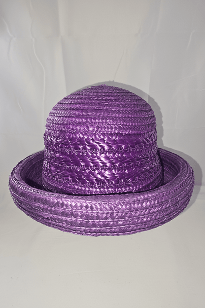 Vibrant Purple Woven Raffia Cloche Bucket Hat - All Seasons Curves