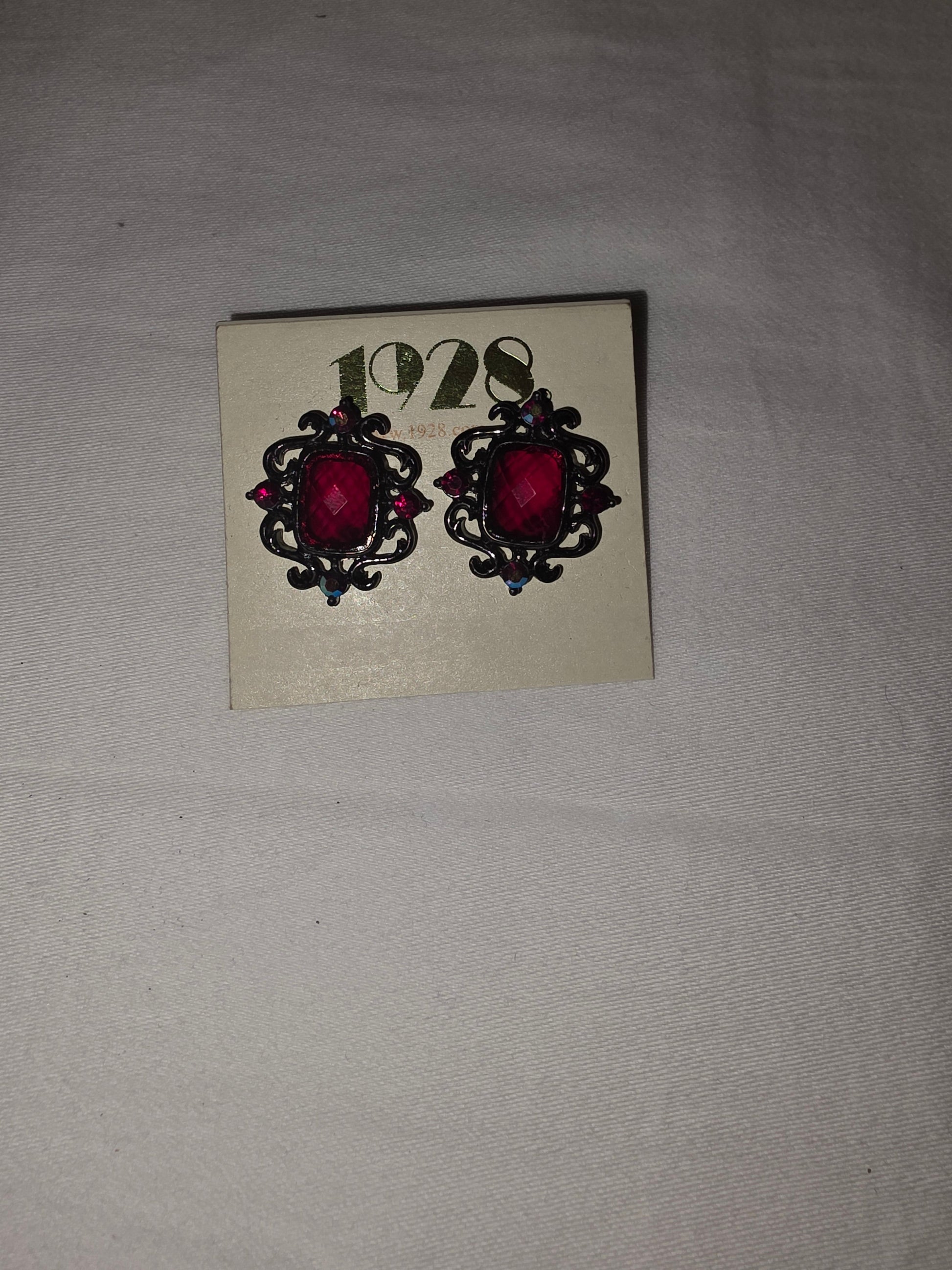 1928 Brand Victorian - Style Red Crystal Drop Earrings - All Seasons Curves