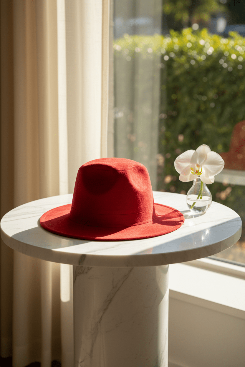 Vibrant Red Felt Cloche Bucket Hat - All Seasons Curves
