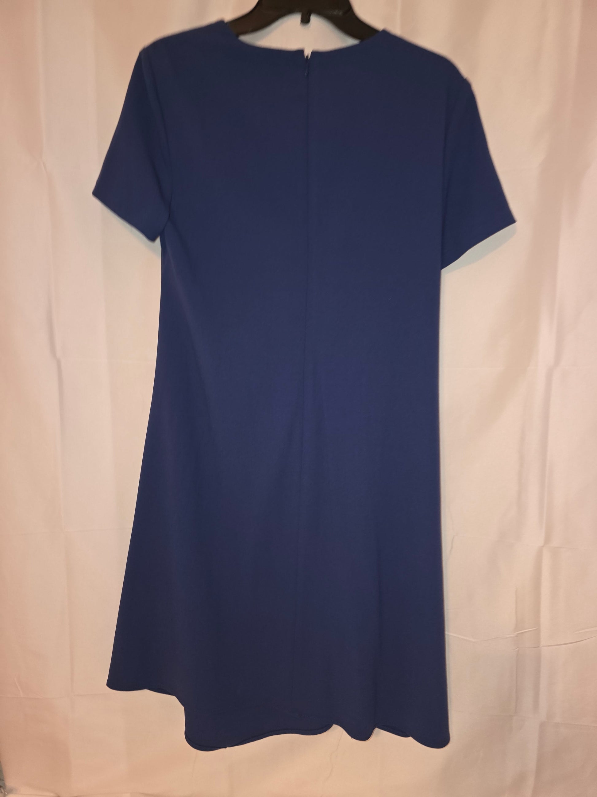 NWT Donna Karan New York Chic Blue Crepe A - Line Dress with Gold - Tone Accent Size 10 - All Seasons Curves