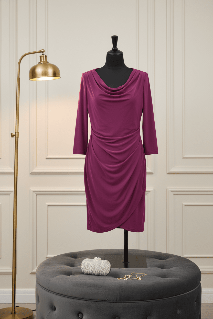 Slightly worn Tahari rekucci classic wine red 3/4 sleeve sheath dress - All Seasons Curves