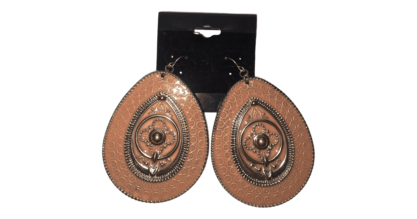 Bohemian Statement Teardrop Dangle Earrings with Ornate Metalwork - All Seasons Curves