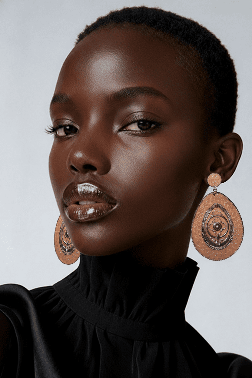 Bohemian Statement Teardrop Dangle Earrings with Ornate Metalwork - All Seasons Curves