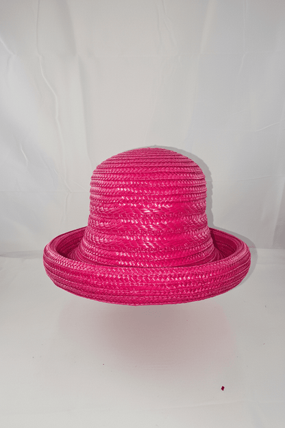 Vibrant Fuchsia Pink Woven Straw Cloche Bucket Hat - All Seasons Curves