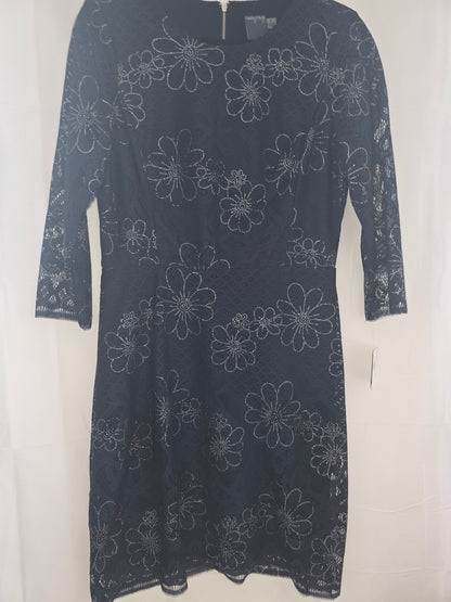 Brand New Gabby Skye Size 8 Navy blue floral lace overlay dress. - All Seasons Curves