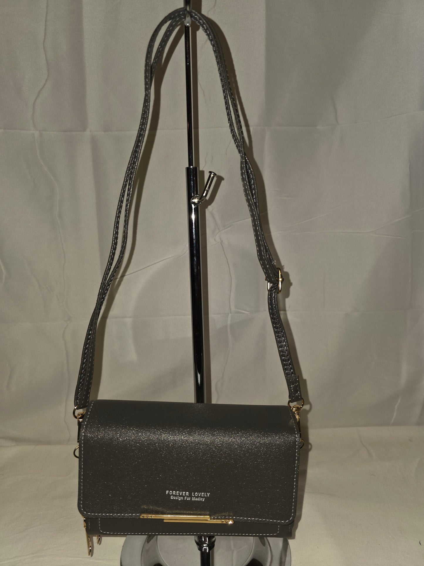 Minimalist Charcoal Gray Faux Leather Crossbody Flap Bag - All Seasons Curves