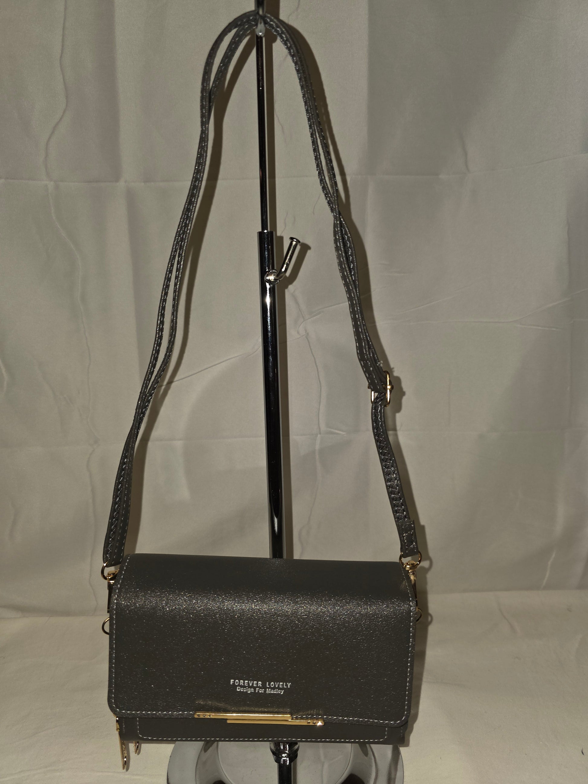 Minimalist Charcoal Gray Faux Leather Crossbody Flap Bag - All Seasons Curves