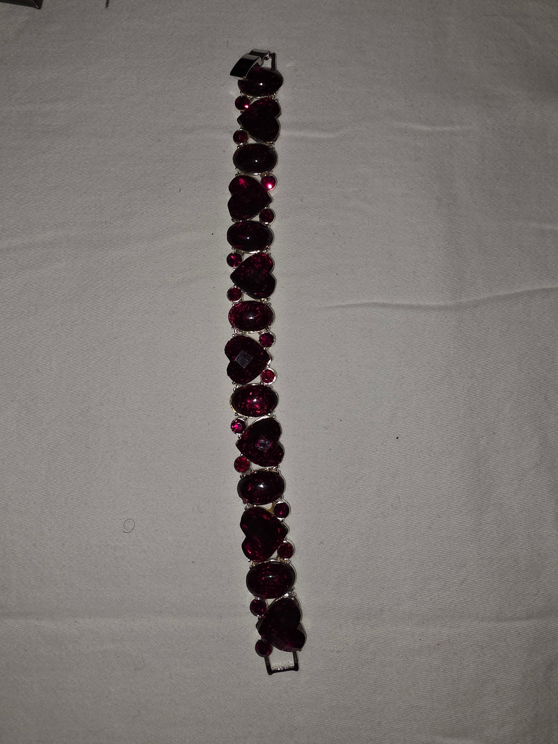 Elegant Deep Red Garnet - Tone Crystal Link Bracelet - All Seasons Curves