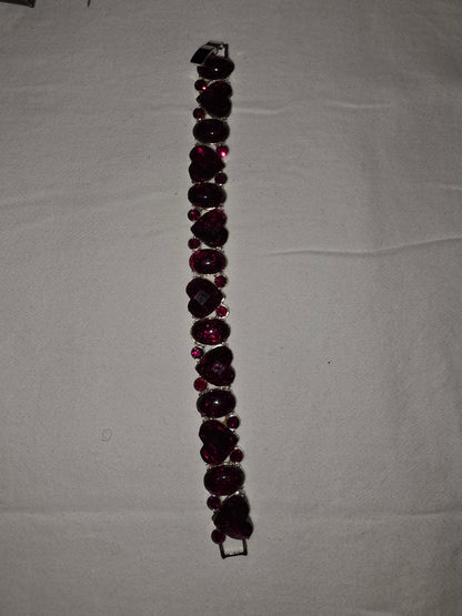 Elegant Deep Red Garnet - Tone Crystal Link Bracelet - All Seasons Curves