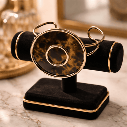 Chic Tortoiseshell & Gold - Tone Open Cuff Bracelet - All Seasons Curves