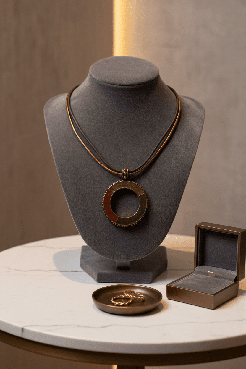 Bold Geometric Ring Pendant Necklace on Cord - All Seasons Curves