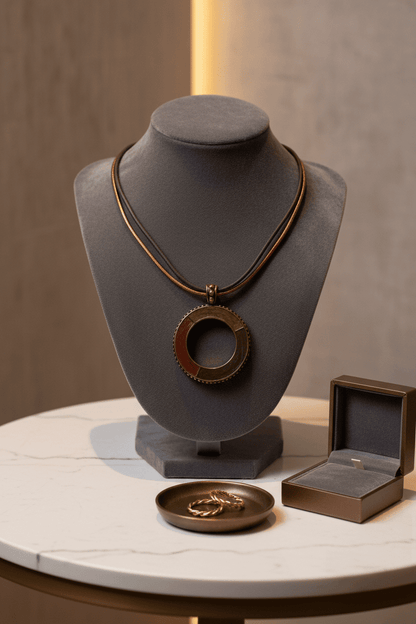 Bold Geometric Ring Pendant Necklace on Cord - All Seasons Curves