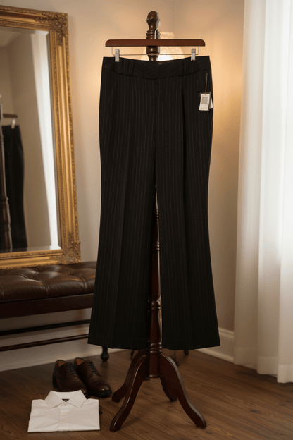 NWT Buffalo David Bitton Black, wide - leg or flare trousers with a subtle pinstripe pattern Size 4 - All Seasons Curves