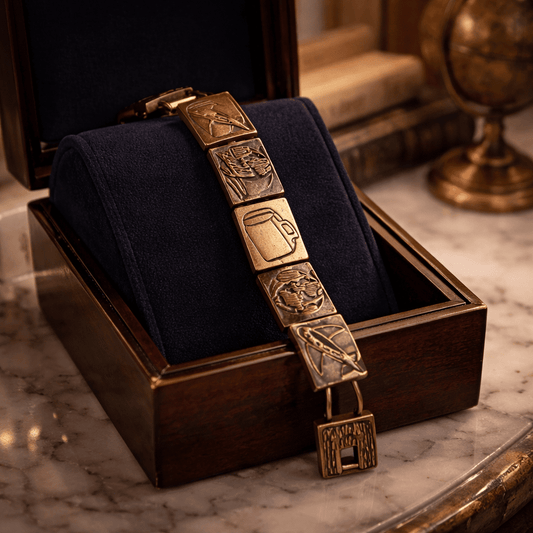 Vintage Gold - Tone "Storyteller" Panel Link Bracelet - All Seasons Curves