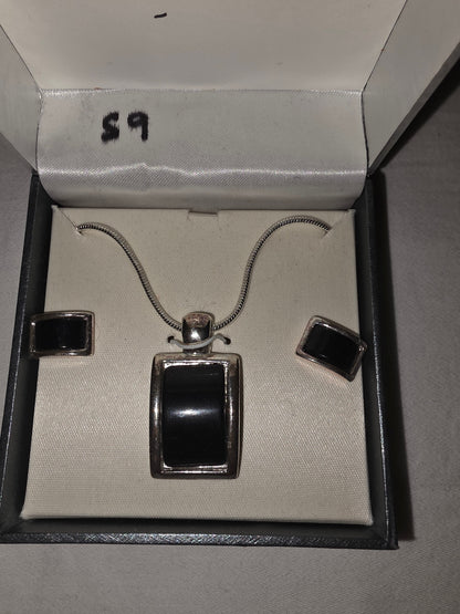 Modern Minimalist Black Onyx & Sterling Silver Jewelry Set - All Seasons Curves