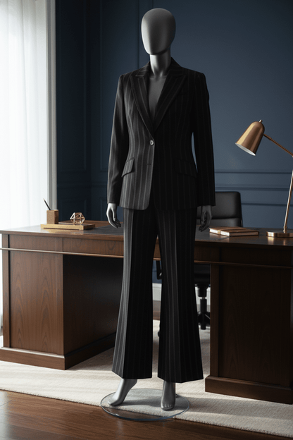 Brand New Anne Klien 2pc Pinstripe Suite Set - All Seasons Curves