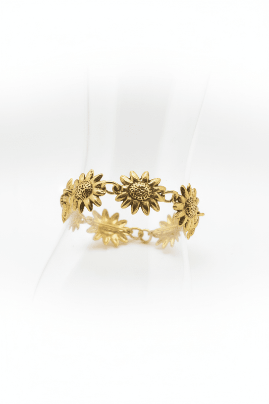 Charming Gold - Tone Sunflower Link Bracelet - All Seasons Curves