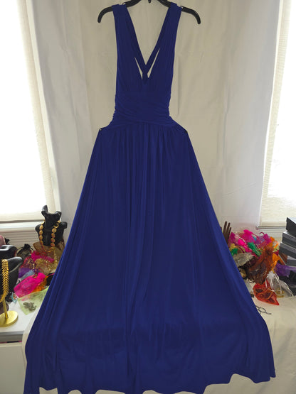 Slightly worn Elegant Royal Blue Deep V - Neck Formal Gown in size 6 - All Seasons Curves