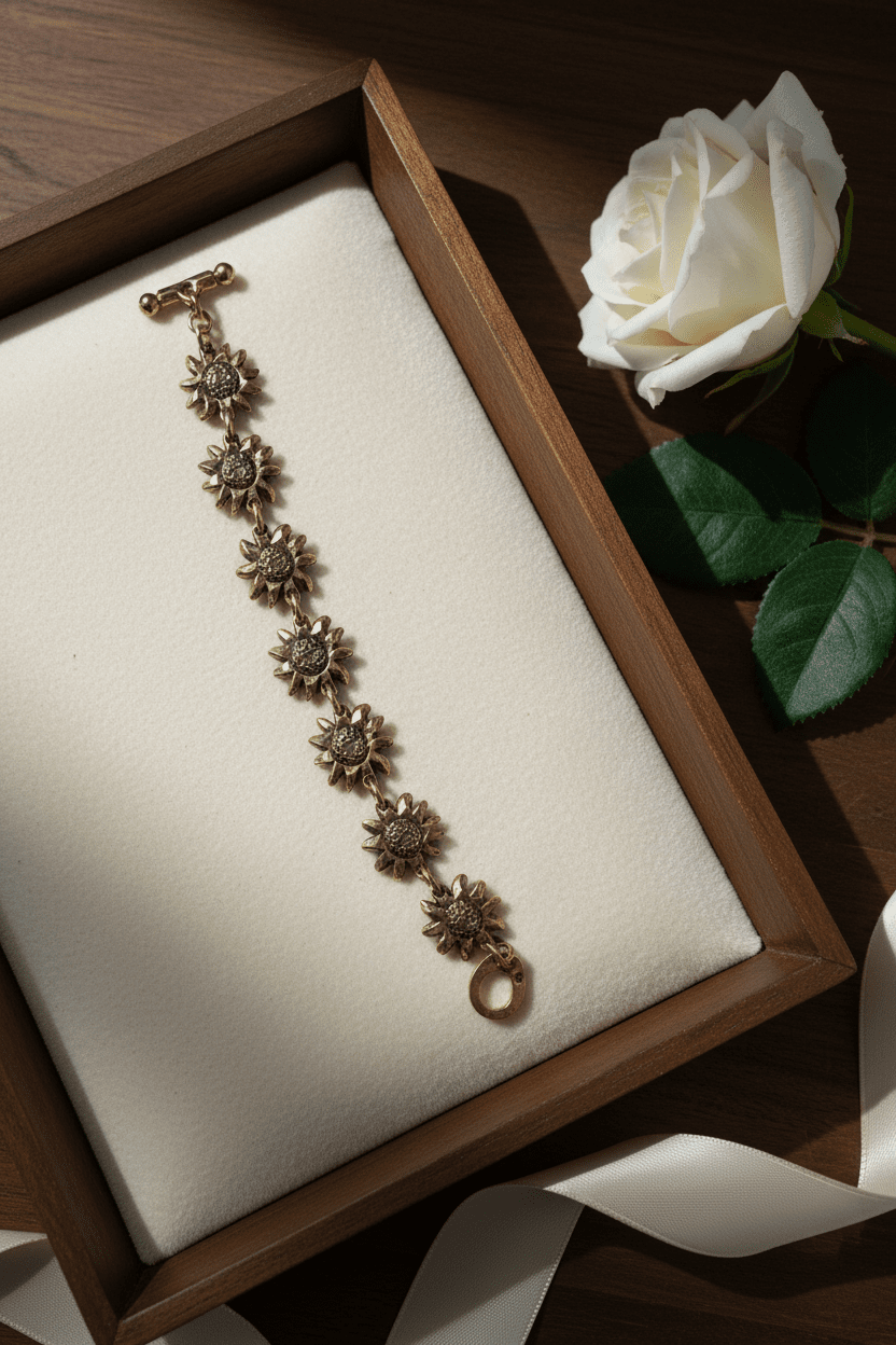 Charming Gold - Tone Sunflower Link Bracelet - All Seasons Curves