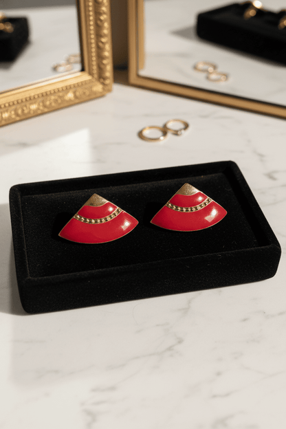 Vintage Red Enamel & Gold Tone Fan - All Seasons Curves