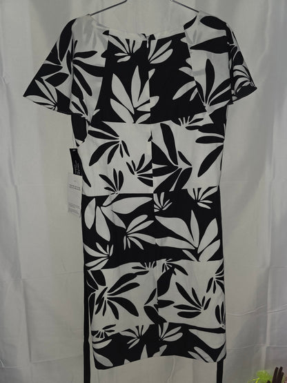 Brand New Tahari Arthur S. Levine Dress size 6 Chic Black and White Print Midi Dress - All Seasons Curves