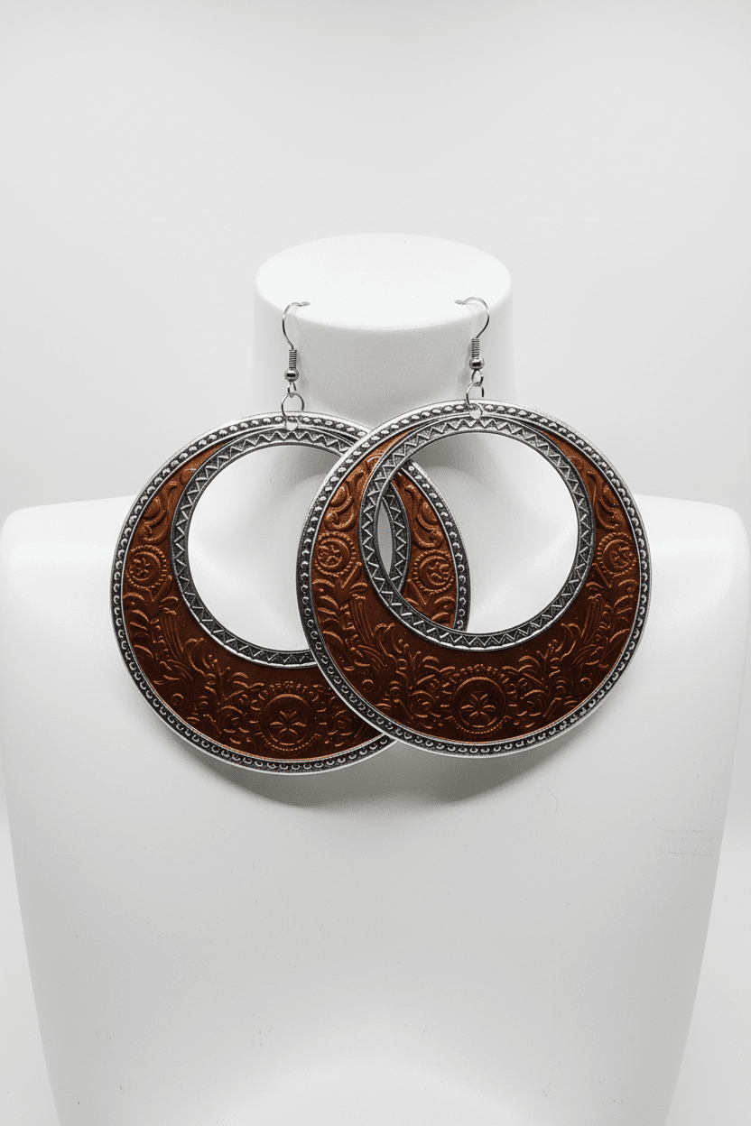 Large round hoop earrings featuring a unique design - All Seasons Curves